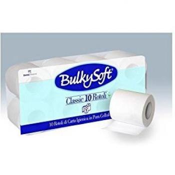 BULKYSOFT CARTA IGIENICA CLASSIC WHITE 10 ROTOLI 2 VELI 160 STRAPPI A ROTOLO