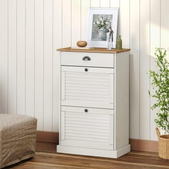 Shoe Cabinet VIGO by vidaXL, 60 x 35 x 96 cm, White, Solid Pine Wood