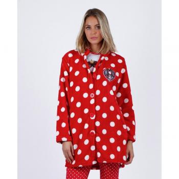 Santoro - Bata de mujer calentita con cierre de botones en color rojo