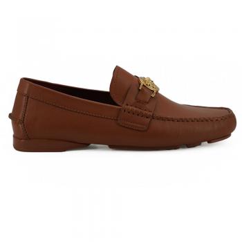 Versace Brown Leather Loafers for Men - Size 8 US