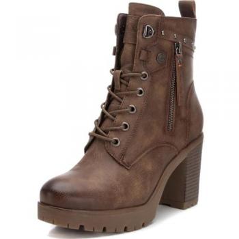 REFRESH | Botines de Tacón Refresh para Mujer – Botines en Color taupe – Botín con Cierre de Cordones y Cremallera – Estilo Casual – Tacón Medio y Cómodo – Versátiles – Combinables – Modelo 172370