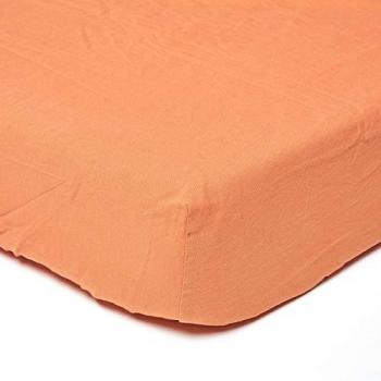 Burnt Orange Linen Deep Fitted Sheet, Super King