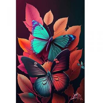 Tableau Décoratif en Verre Synthétique Papillons 65x97 cm