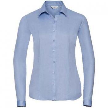 Russell Collezione Femminile Camicia elegante a maniche lunghe herringbone