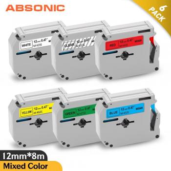 Absonic MK231 12mm P-touch Label Tape Black on White