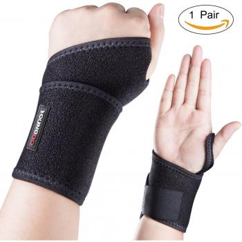 Youngdo 1 Par Muñequeras Deportivas Ajustables más Anchas y Gruesas Soportes de muñeca para Izquierda y Derecha para Padel, Deportes, Trabajo, Uso Diario, Dolores de Muñecas Negro