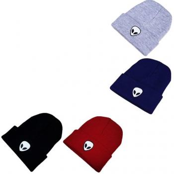 Solid Color Alien Pattern Wool Cap