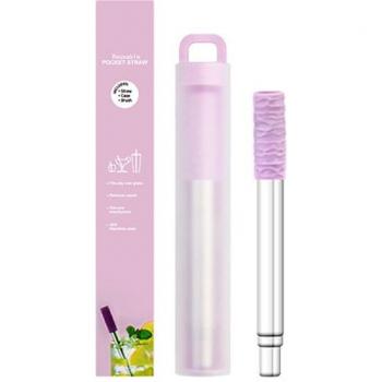Pajilla Telescópica de Acero Inoxidable con Cepillo y Funda