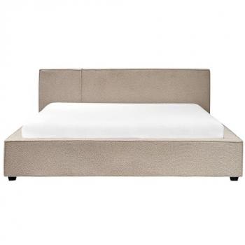 Beliani Modern Super King Size Boucle Bed Frame 6ft Wingback Headboard Bedroom Taupe Mirande