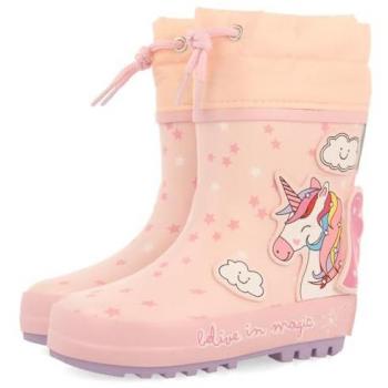 Botas de Lluvia Rosas con Parche de Unicornio