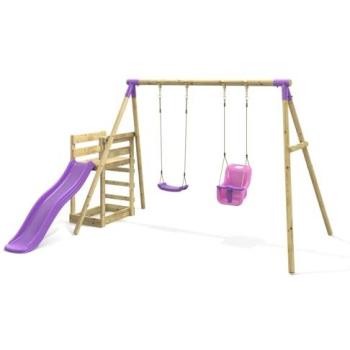 Rebo Dual Swing Set with Slide – Purple Moon