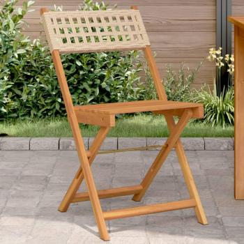 VidaXL Bistro Chairs 2 pcs Beige Solid Wood Acacia and Poly Rattan