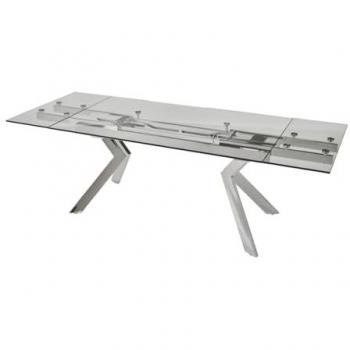 VENTE-UNIQUE Esstisch mit Sicherheitsglas und Metallgestell
