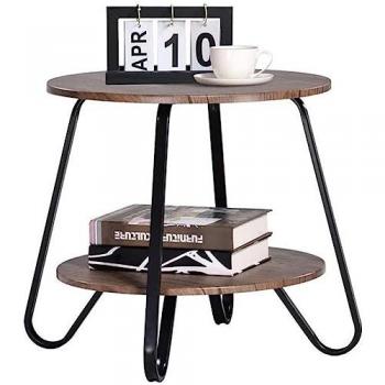 Tavolo Design Rotondo Salvaspazio con Struttura Nera e Piano Noce