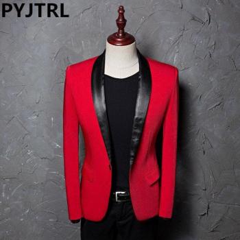 Men's Red Shawl Collar Blazer Jacket