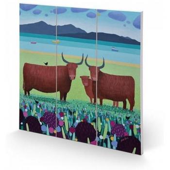 Ailsa Black Long Haired Ones 30cm Square Wood Art