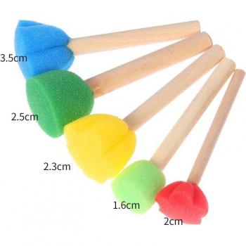 Wooden Sponge Art Brush Set – 5 Pieces