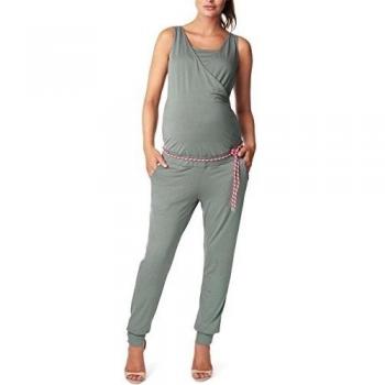 Noppies Mono de maternidad Isla - peto premamá Mujer, Verde (Washed Army C199), L