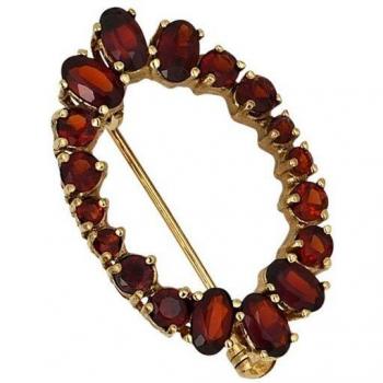 Damenbrosche Granat von JOBO, 375 Gold