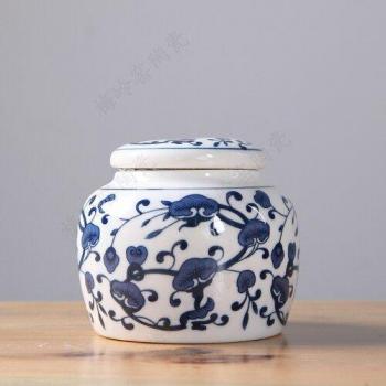 Caddie de thé en porcelaine bleue
