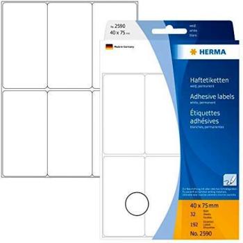 HERMA 40×75 mm Hvit Manuell Etikett – 192 stk