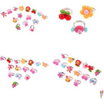 10Pcs Random Cartoon Rings for Dress Up - Kids Party Favors