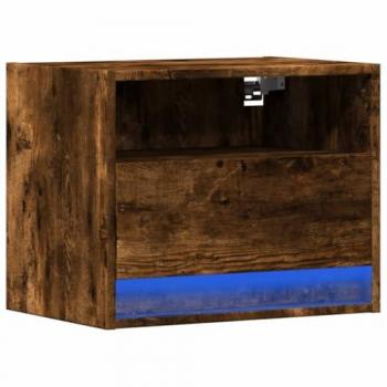 VIDAXL - Comodino a Parete con luci led Rovere Fumo 772366