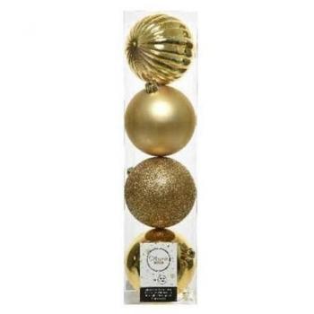 Kaemingk - 4 palline D.10cm colore oro decorazioni assortite