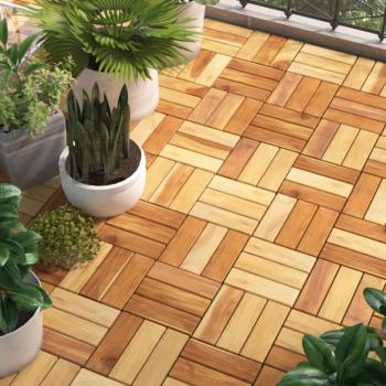 Decking Tiles 10 pcs 30x30 cm Solid Wood Teak Vidaxl