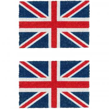 Nicola Spring Coir Door Mats 60 x 40cm Union Jack Pack of 2