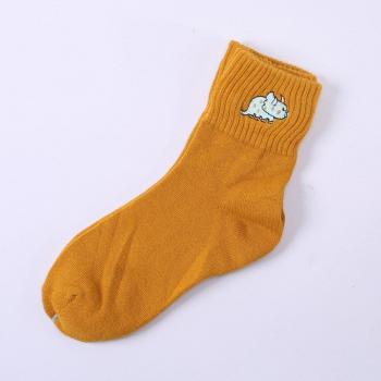 Cartoon Dinosaur Embroidery Cotton Socks for Women
