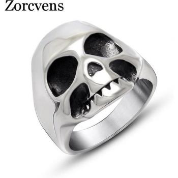 ZORCVENS 2022 Retro Vintage Stainless Steel Skull Ring for Men