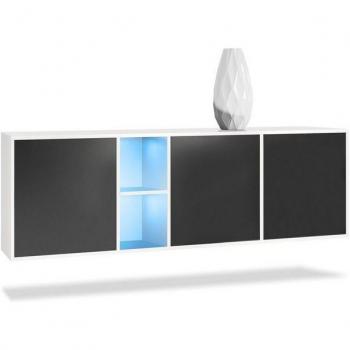 Buffet Cuba Vladon, Éclairage LED, Blanc Mat et Noir Mat