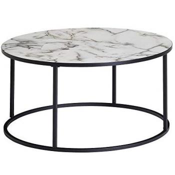 KADIMA DESIGN Stylischer Marmor-Couchtisch, 80 cm Durchmesser