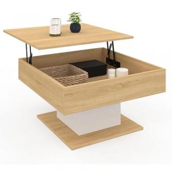 Mesa Centro Cuadrado Elevable Eden Madera