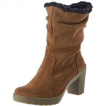 Botines de Piel con Tacón y Cierre de Cremallera para Mujer