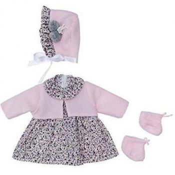 ASIVIL Vestido para Muñeca 46 cm. con Flores Grises y Chaqueta Rosa