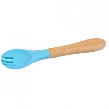 Bamboo Baby Weaning Fork with Silicone Tip - By Tiny Dining - Blue