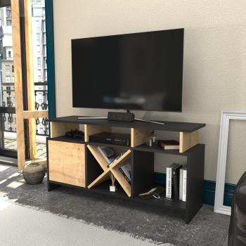 120 cm Modern TV Stand in Auburn Finish - Sapphire Oak and Anthracite