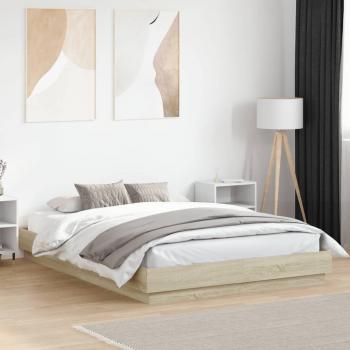 VidaXL Bed Frame with LED without Mattress Sonoma Oak 140x200 cm