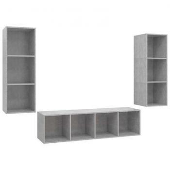 SottoTV 3 unità – grigio cemento con finitura in legno tecnico