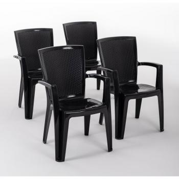 Pack de chaises extérieures DIANA 4, Anthracite, polypropylène renforcé et empilable