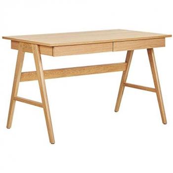 Escritorio Beliani madera clara 120 x 70 cm 2 cajones oficina en casa multiusos Sheslay