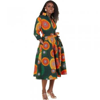 A-Linien Kleid mit 3/4 Ärmeln und Blumenmuster