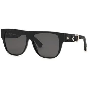 Roberto Cavalli SRC013 700 Acetate Black Grey Squared Sunglasses – Unisex
