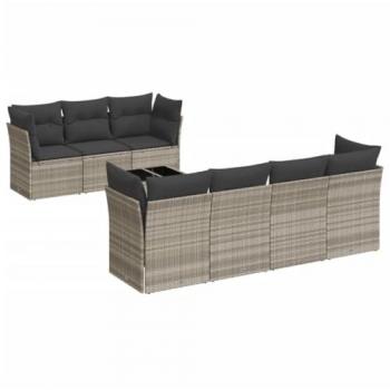 Conjunto Muebles Jardín 8 Piezas con Cojines Gris Claro