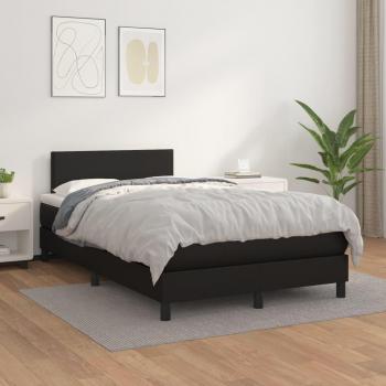 Cama box spring con colchón de cuero sintético negro 120x200 cm