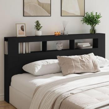 Led Headboard Black 200 cm Engineered Wood Vidaxl