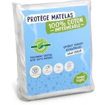 Greenfirst Matelas Protector – Anti‑Acariens & Imperméable 160×200 cm, Molleton 100 % Coton