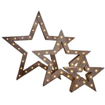 Samuel Alexander WoodStar Set: 3 Battery‑Operated, Warm Glow